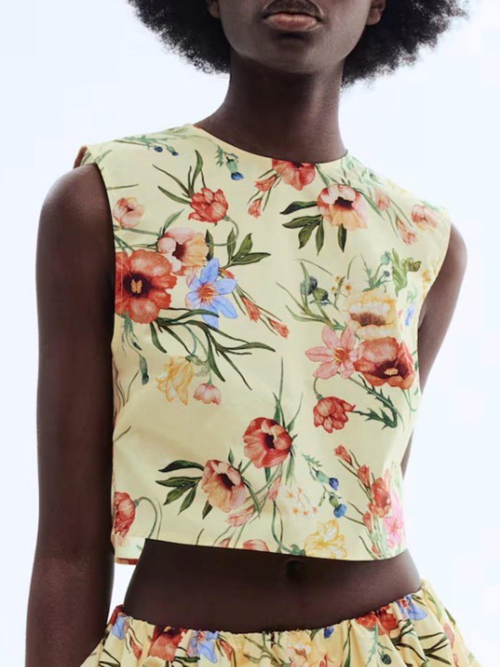 H&M Yellow Floral Cropped Tank